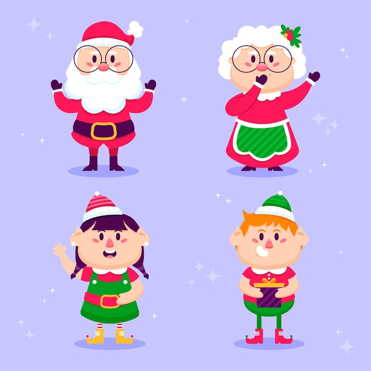 Vector gratuito colección personajes navideños planos