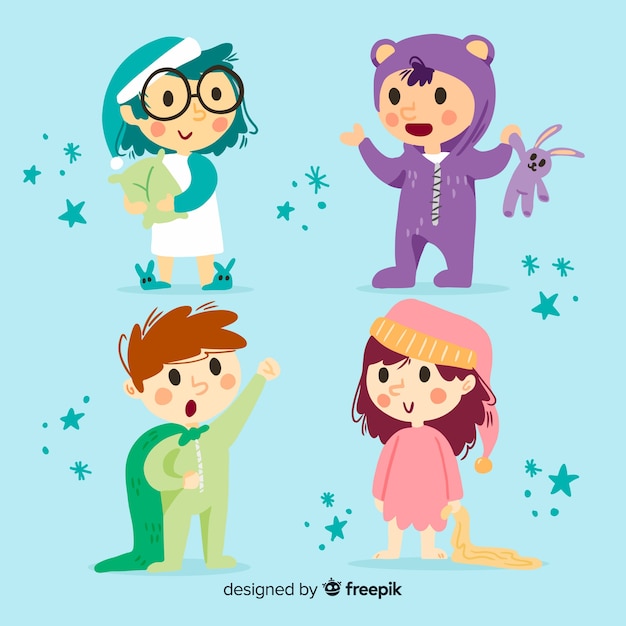 Colección de personajes de niños adorables en diseño plano