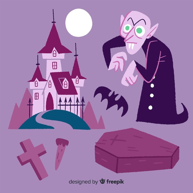 Colección de personajes nosferatu dibujados a mano