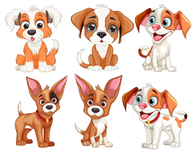 Vector gratuito colección de personajes de perros diversos