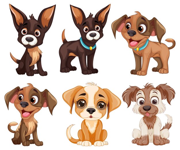 Colección de personajes de perros diversos