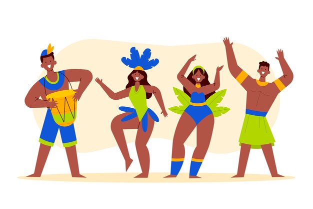 Colección personajes planos carnaval brasileño