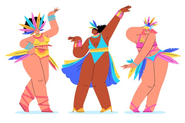 Colección personajes planos carnaval brasileño