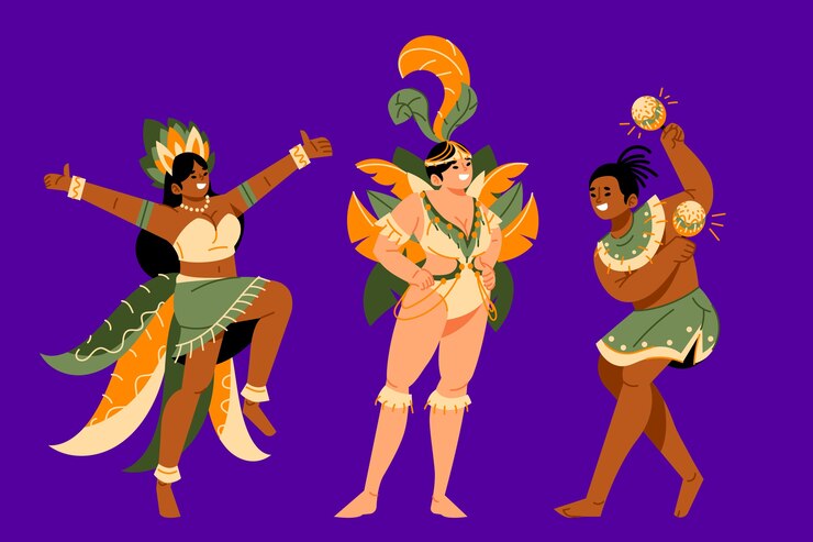 Vector gratuito colección personajes planos carnaval brasileño