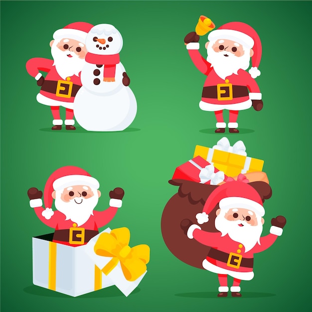 Vector gratuito colección personajes planos santa claus dibujados a mano