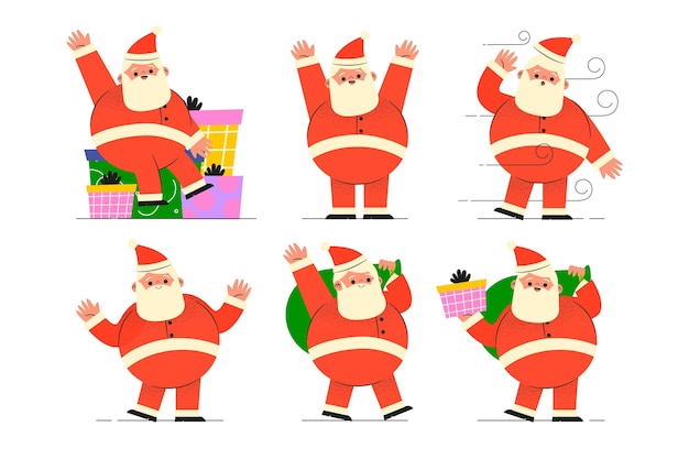 Vector gratuito colección personajes planos santa claus dibujados a mano