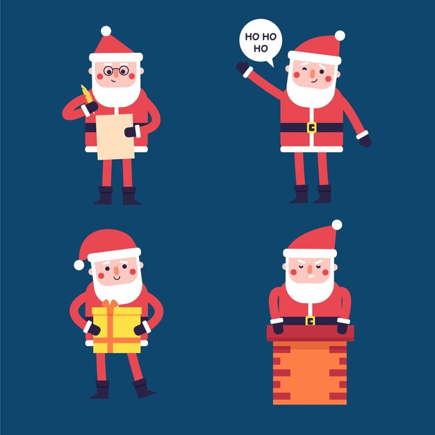 Colección personajes planos de santa claus