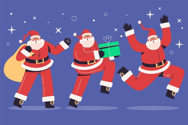 Colección personajes planos de santa claus