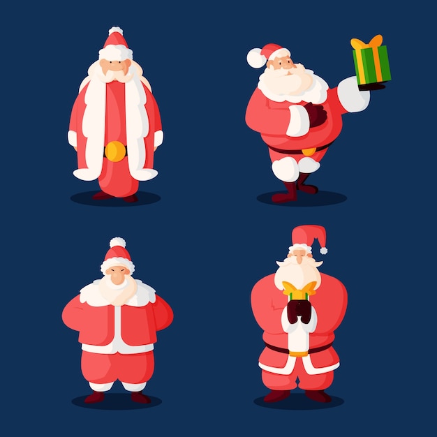 Vector gratuito colección personajes planos de santa claus