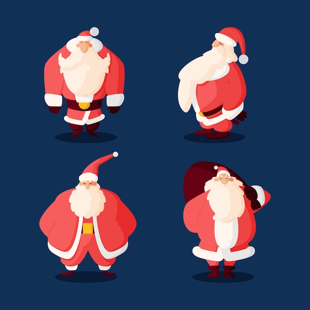 Vector gratuito colección personajes planos de santa claus