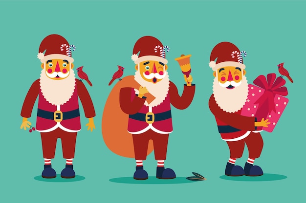 Colección personajes planos de santa claus