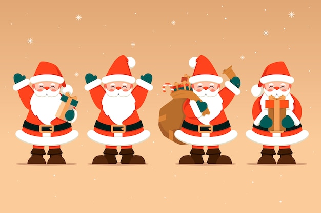 Vector gratuito colección personajes planos de santa claus