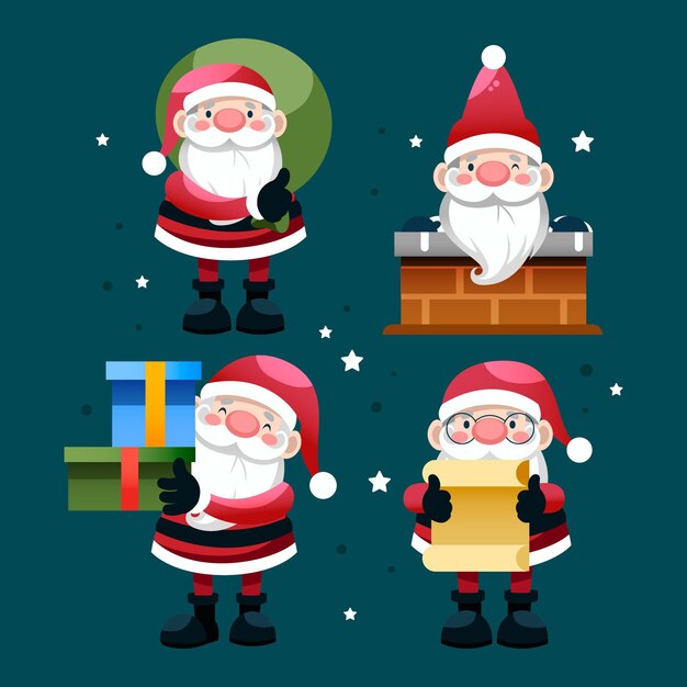 Colección de personajes de santa claus degradados