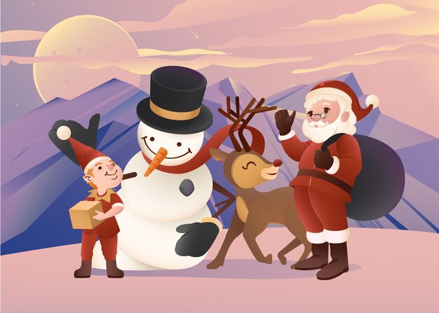 Colección de personajes de santa claus degradados