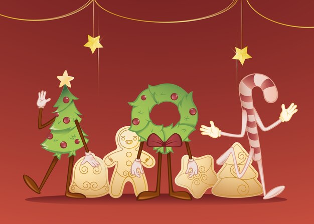 Colección de personajes de santa claus degradados