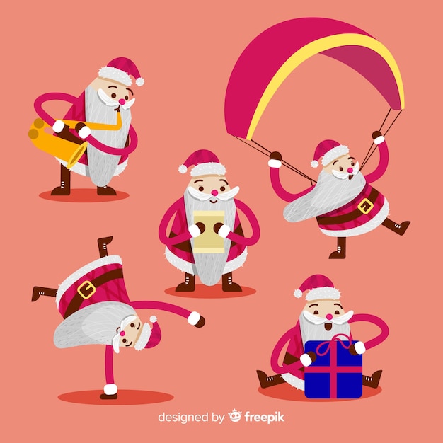 Vector gratuito colección de personajes de santa claus dibujados a mano