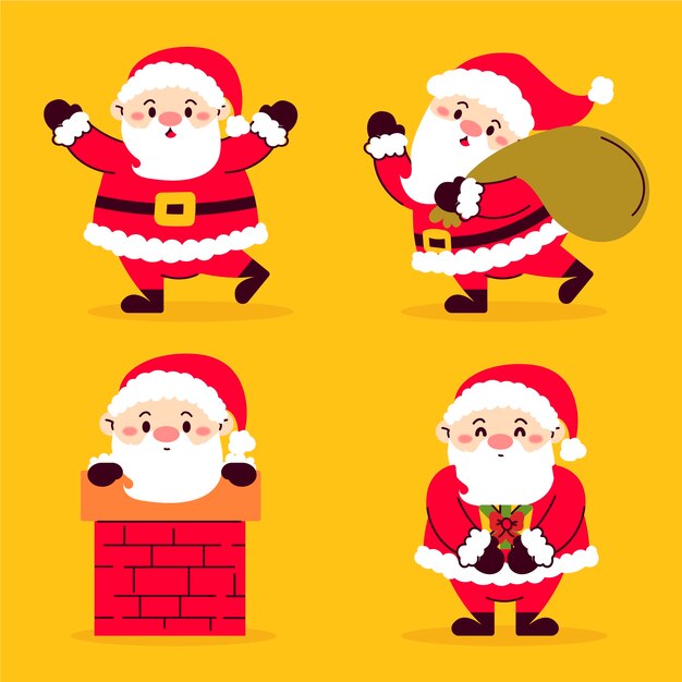 Colección de personajes de santa claus dibujados a mano
