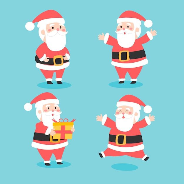 Colección de personajes de santa claus dibujados a mano
