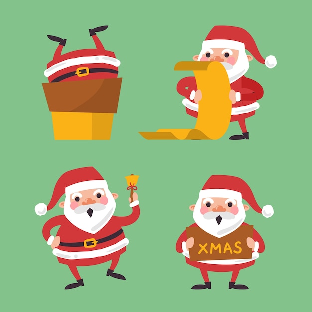 Vector gratuito colección de personajes de santa claus dibujados a mano