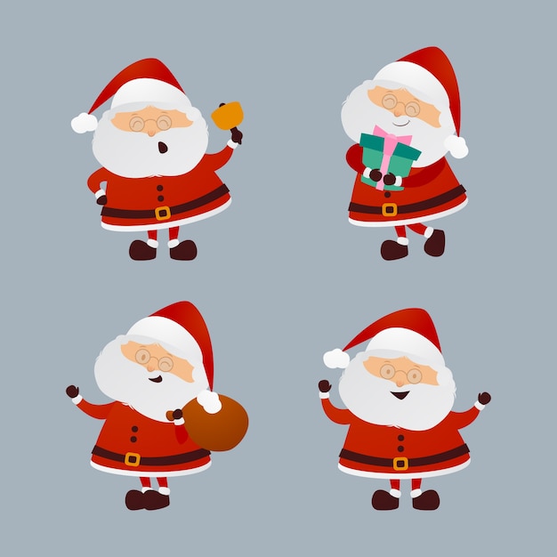 Colección de personajes de santa claus dibujados a mano