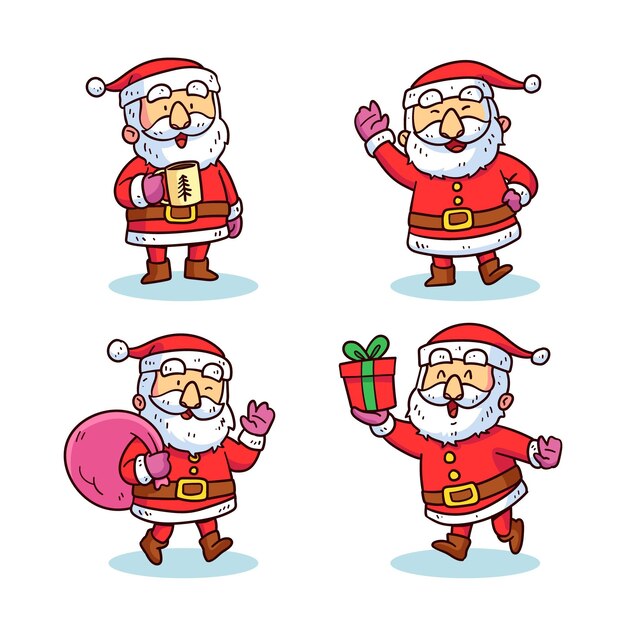 Colección personajes de santa claus dibujados a mano