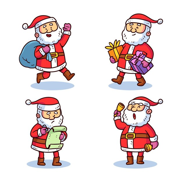 Colección personajes de santa claus dibujados a mano
