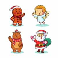 Vector gratuito colección personajes de santa claus dibujados a mano