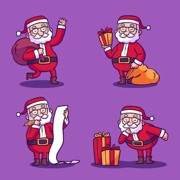 Colección personajes de santa claus dibujados a mano