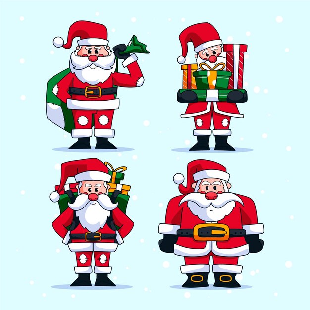 Colección personajes de santa claus dibujados a mano