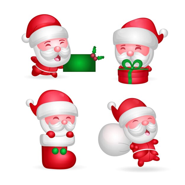 Colección personajes de santa claus dibujados a mano
