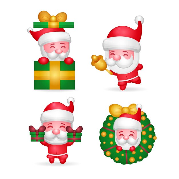 Colección personajes de santa claus dibujados a mano