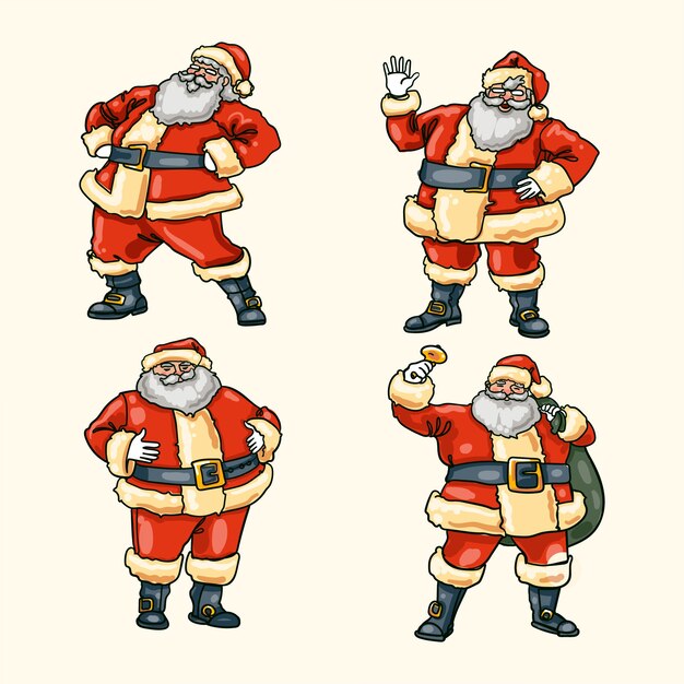 Colección personajes de santa claus dibujados a mano