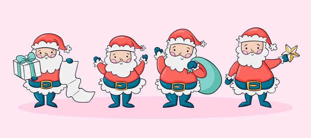 Colección personajes de santa claus dibujados a mano