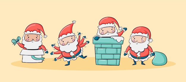 Colección personajes de santa claus dibujados a mano