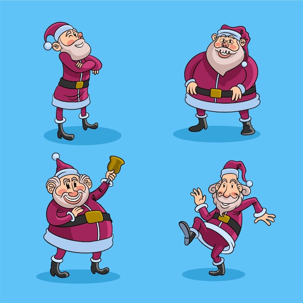 Colección personajes de santa claus dibujados a mano