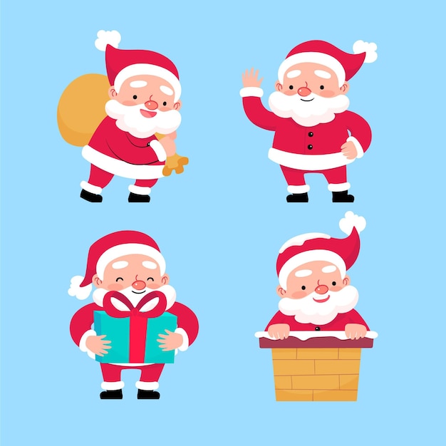 Vector gratuito colección personajes de santa claus dibujados a mano