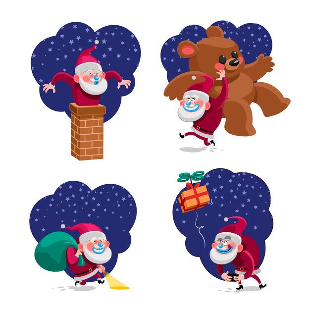Colección personajes de santa claus dibujados a mano