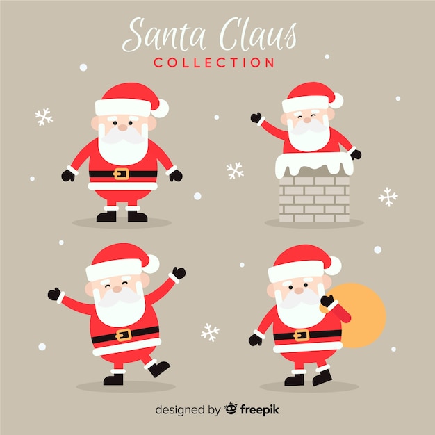 Vector gratuito colección de personajes de santa claus en diseño plano