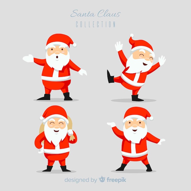 Vector gratuito colección de personajes de santa claus en diseño plano