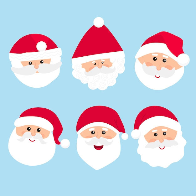 Vector gratuito colección de personajes de santa claus en diseño plano