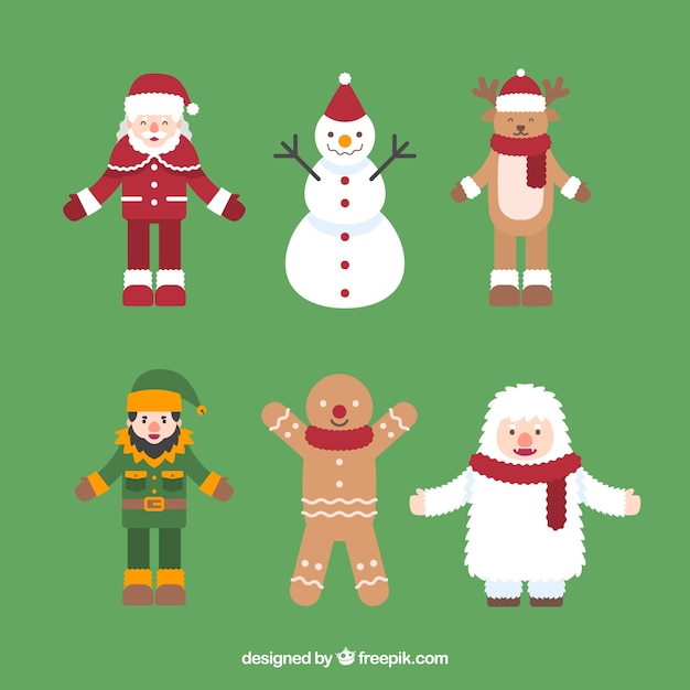 Vector gratuito colección de personajes típicos navideños