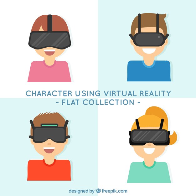 Colección de personajes utilizando gafas de realidad virtual 