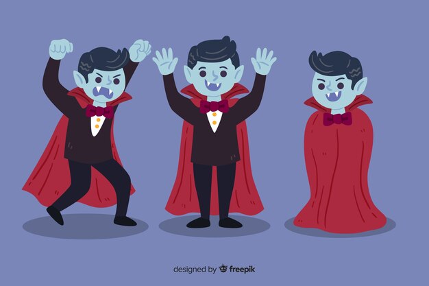 Colección de personajes vampiros dibujados a mano
