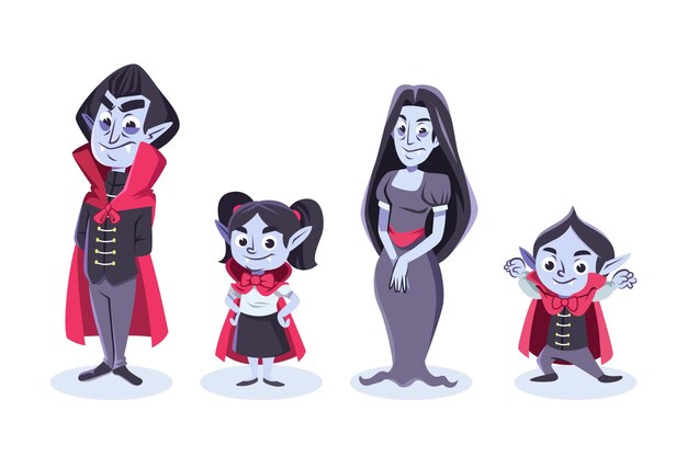 Colección de personajes de vampiros en diseño plano