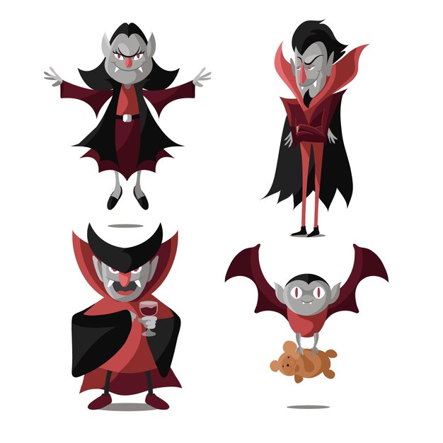 Colección de personajes de vampiros en diseño plano