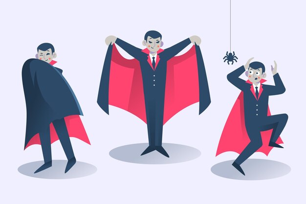 Colección de personajes de vampiros en diseño plano