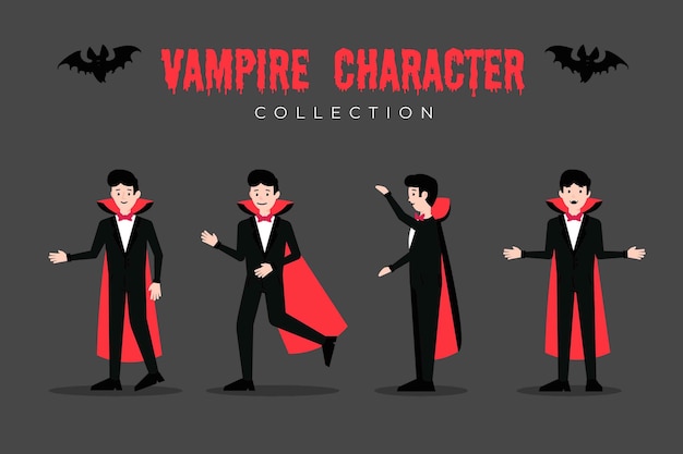 Colección de personajes de vampiros en diseño plano