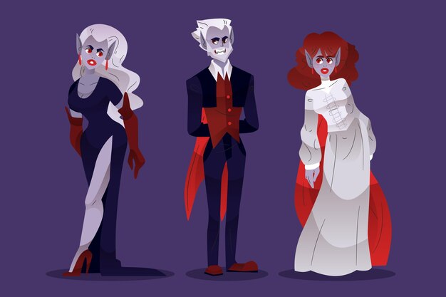 Colección de personajes de vampiros de halloween