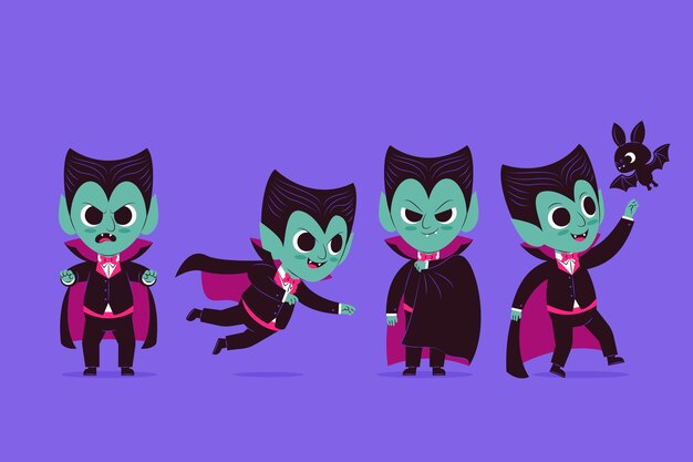Colección de personajes de vampiros planos