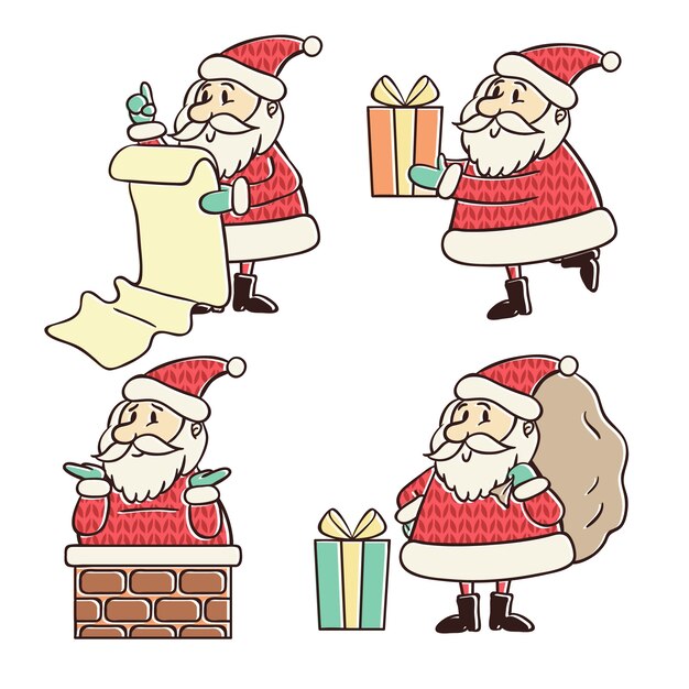 Colección de personajes vintage de santa claus
